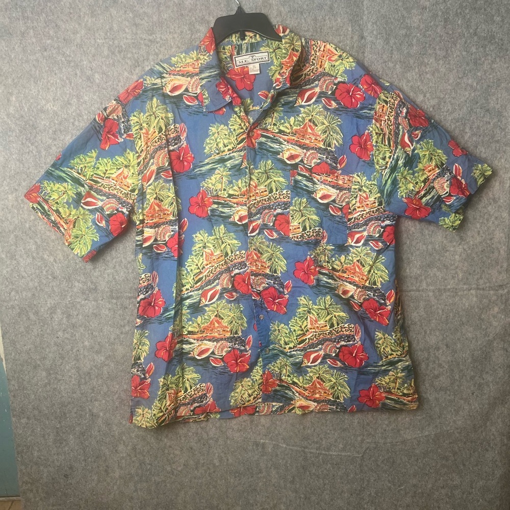M.E. Sport Men's 2X Hawaiian Shirt vintage floral and tropical short sleeve‎